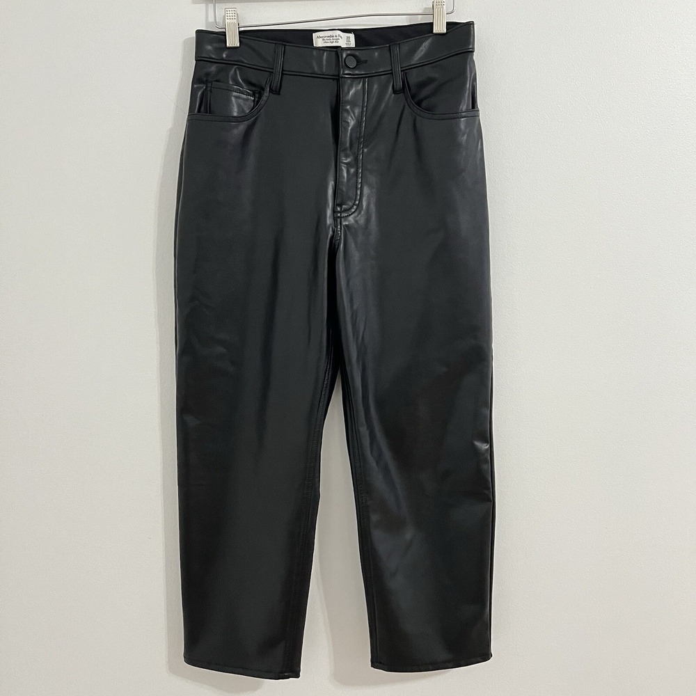 Abercrombie & Fitch Faux Leather Pants Size 30/ 10 Short Ankle Straight Ultra